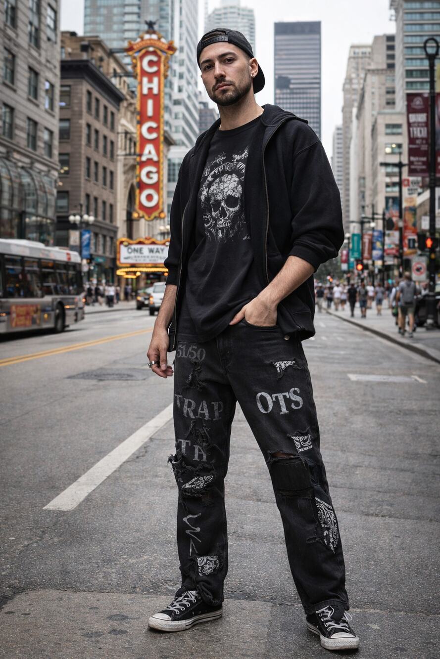 Levi 32x30 Distressed Black Jeans Custom Trap Hip Hop Punk Grunge Reworked Denim